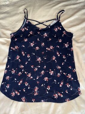 Kaileigh Navy Floral Crisscross Camisole L
